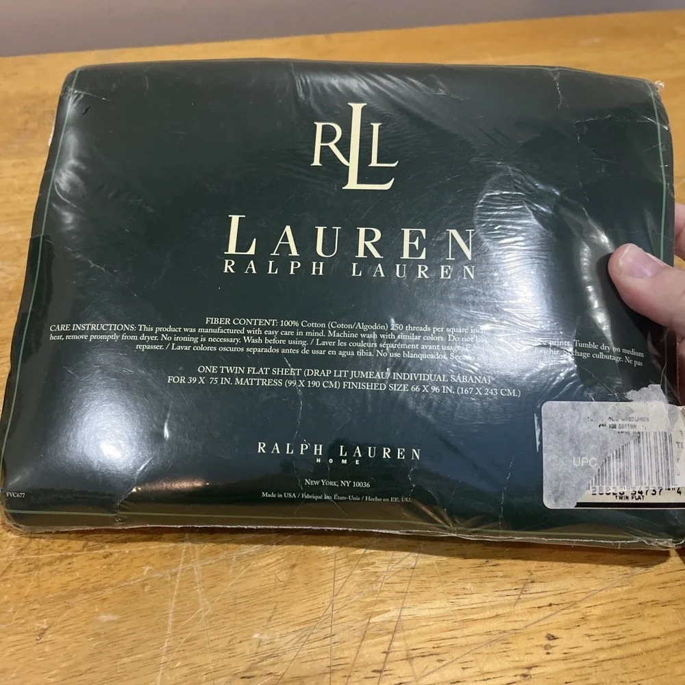 Vintage Ralph Lauren Sheet‎ Twin Flat Hunter Green Woodlands 100% Cotton